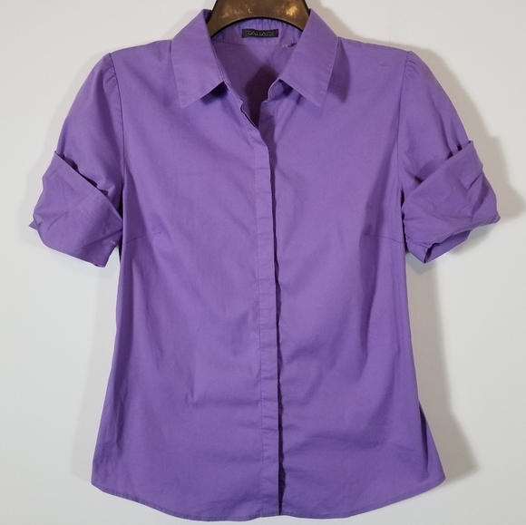 Tahari Tops - Tahari Purple Short Sleeve Button Up Blouse Size Small